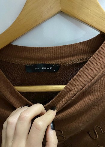 Kahverengi Kadın Süet Sweatshirt - Görsel 2