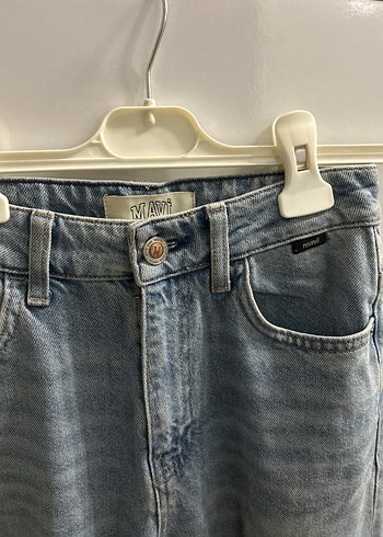 Kadın Mavi Boy Bol Kesim Denim Jean - Görsel 2