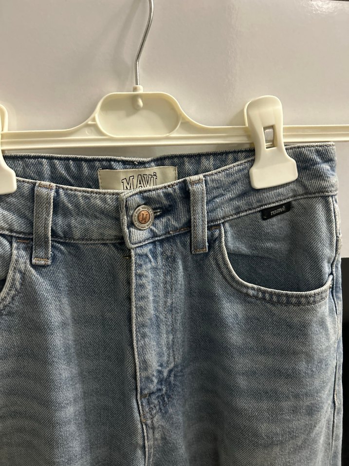 Kadın Mavi Boy Bol Kesim Denim Jean - Görsel 2