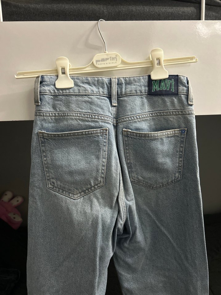 Kadın Mavi Boy Bol Kesim Denim Jean - Görsel 3