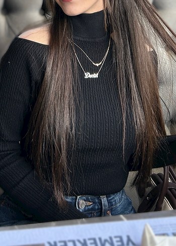 Zara Kadın Siyah Triko Boğazlı Kazak - Görsel 4