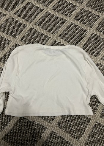 Kadın Beyaz Uzun Kollu Basic Tişört - Görsel 2