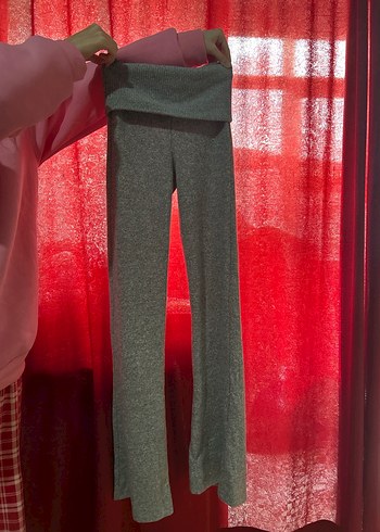 Bershka Gri Kadın İspanyol Paça Pantolon - Görsel 3