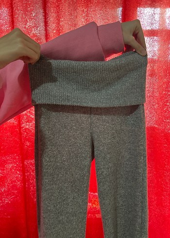 Bershka Gri Kadın İspanyol Paça Pantolon - Görsel 4