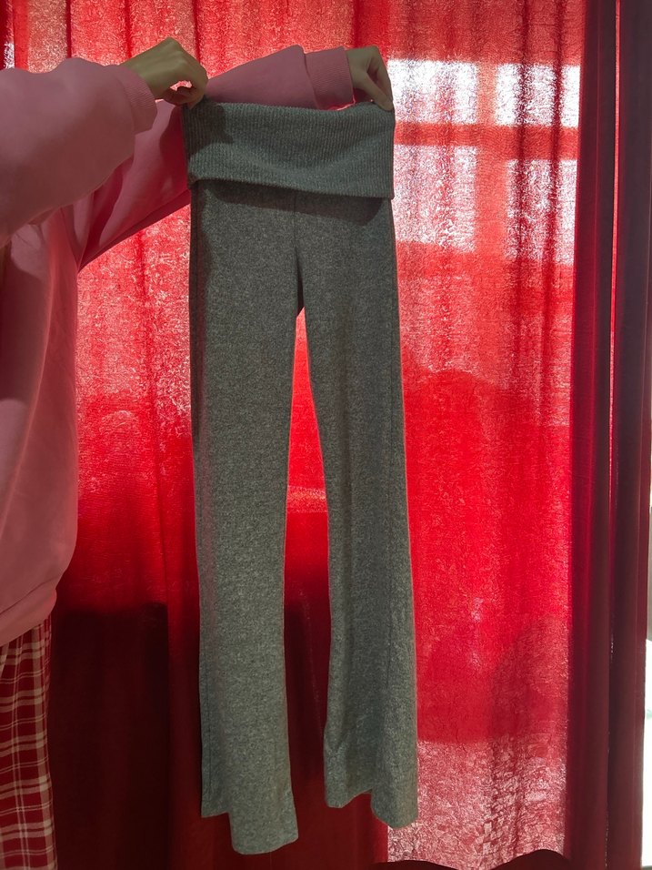 Bershka Gri Kadın İspanyol Paça Pantolon - Görsel 3