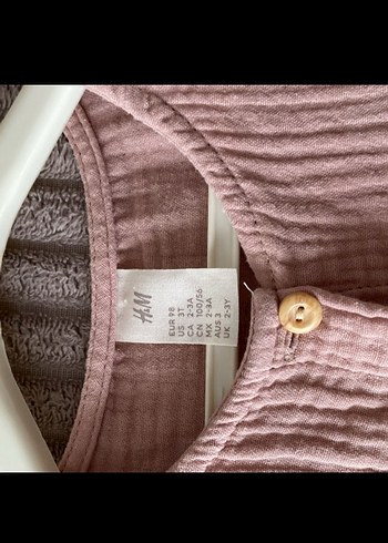 H&M Kız Çocuk Bej Bohem Düğmeli Keten Elbise