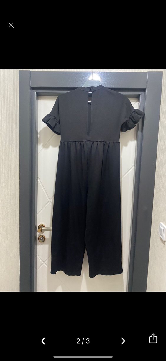 Kadın Siyah Uzun Kollu Volanlı Tulum - Görsel 2