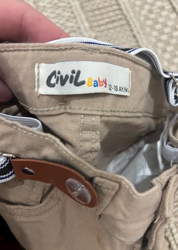 Bej Çocuk Şort ve Gri Askılı Kemer - Görsel 3