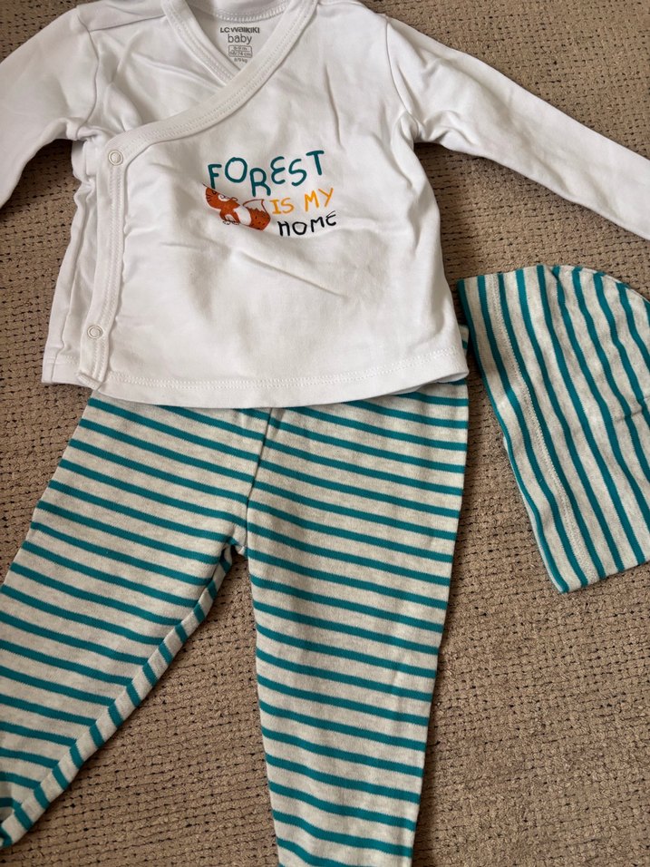 Uzun Kollu Beyaz Erkek Bebek Takımı - Görsel 2