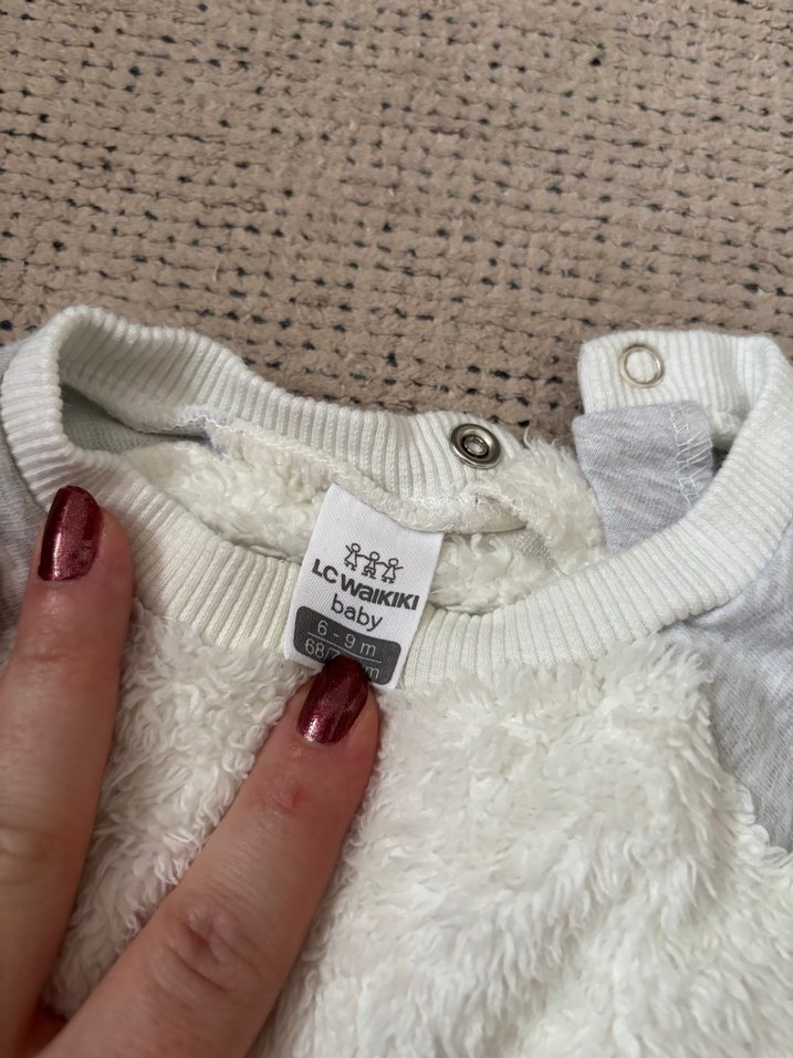 Gri Uzun Kollu Erkek Bebek Tulum - Görsel 2