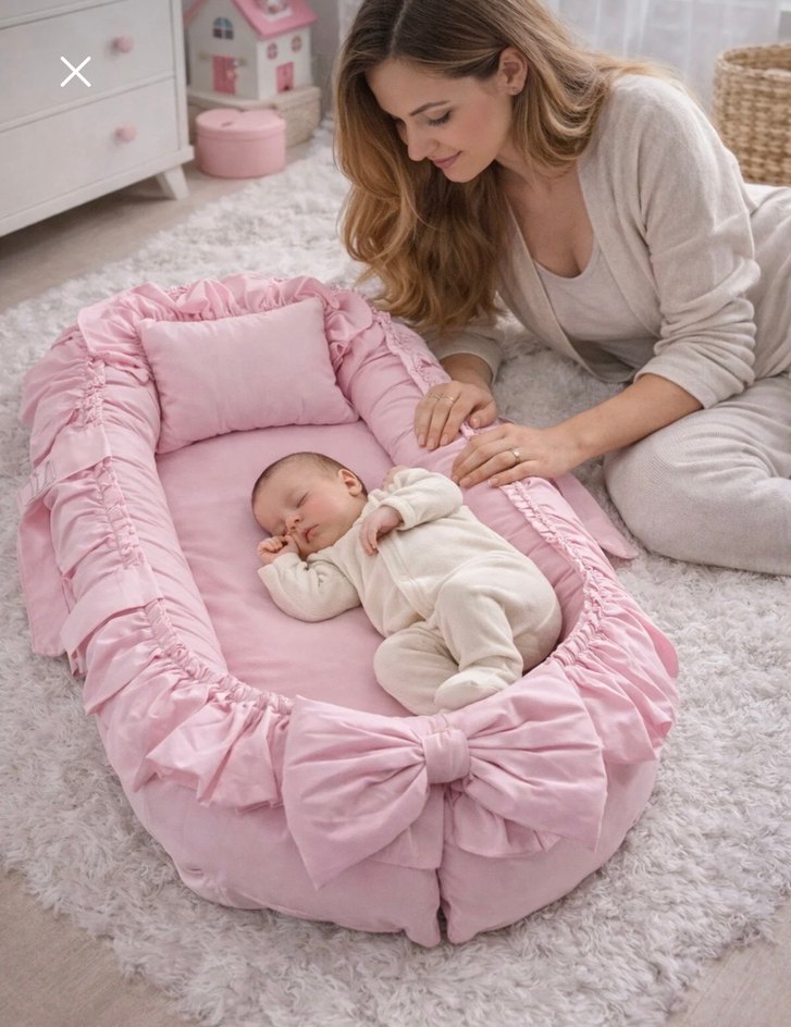Pembe Bebek Yatağı ve Yastık Seti - Görsel 2