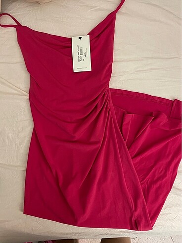 Pembe midi elbise