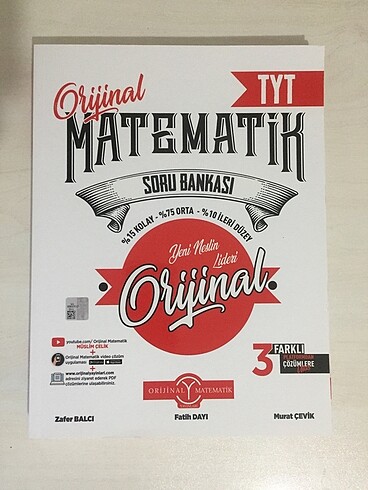 ORİJİNAL YAYINLARI TYT MATEMATİK SORU BANKASI