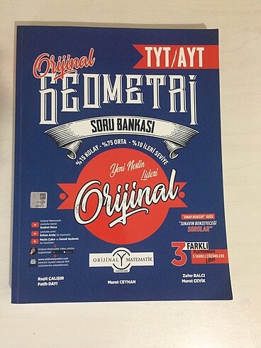 ORİJİNAL YAYINLARI TYT/AYT GEOMETRİ SORU BANKASI
