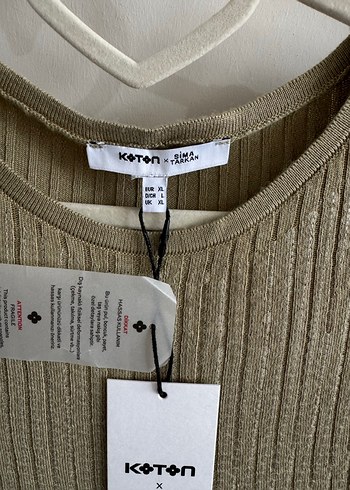 xl Beden Koton Haki Kolsuz Triko Mini Bluz