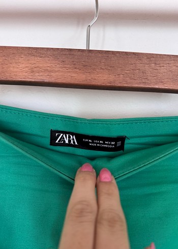 xl Beden Zara Yeşil Mini Kumaş Şort