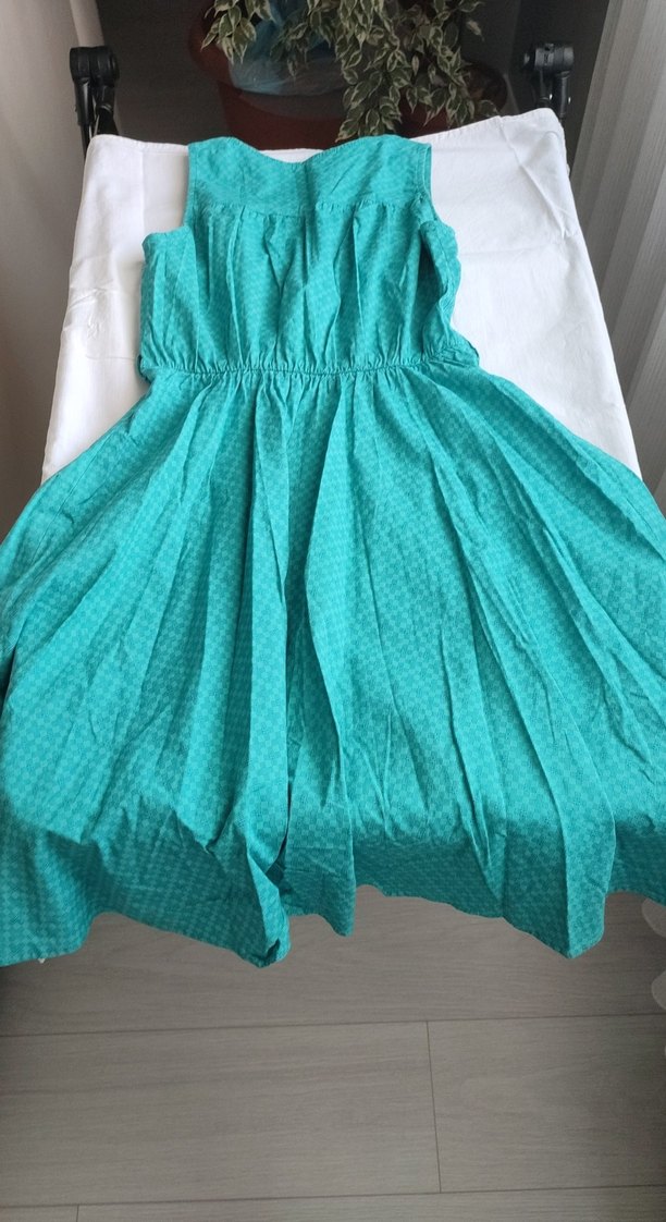 Turkuaz Kolsuz Uzun Bohem Elbise - Görsel 3