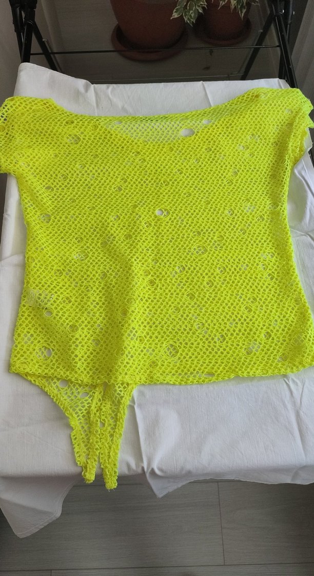 Sarı Örgü Mini Kadın Pareo - Görsel 3