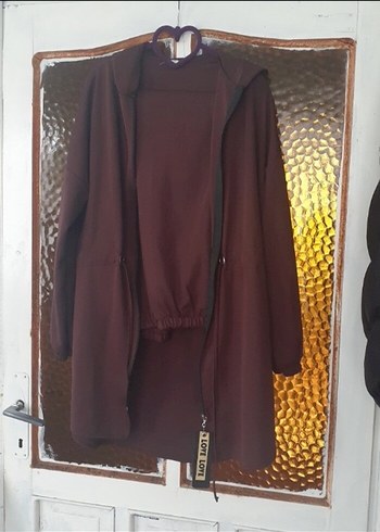 Kahverengi Kapüşonlu Bol Kesim eşofman takımı