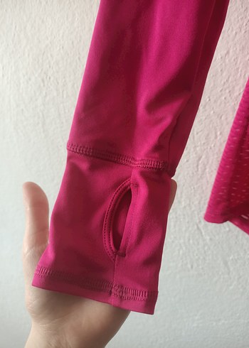 Uzun Kollu Pembe Spor Kadın Tişört - Görsel 3