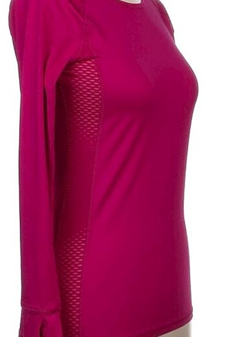 Uzun Kollu Pembe Spor Kadın Tişört - Görsel 5