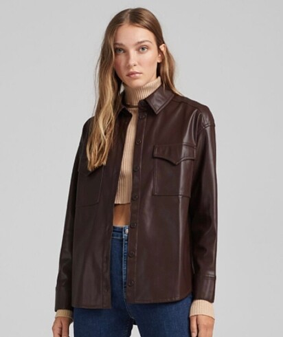 Bershka suni deri gömlek ceket