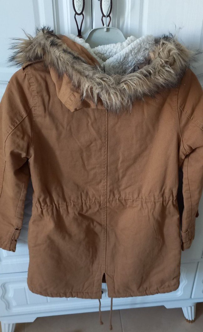 Kürklü Bej Kadın Mont - Görsel 2