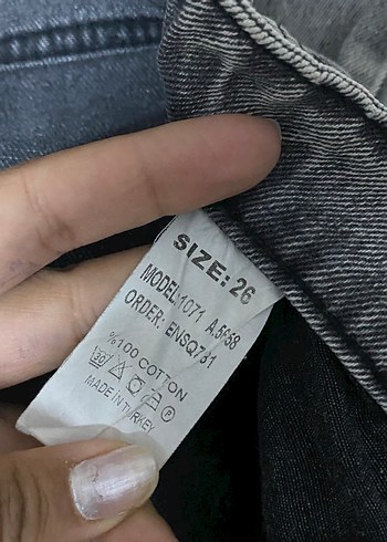 Diğer Gri Düğmeli Bol Kesim Midi Kot Pantolon