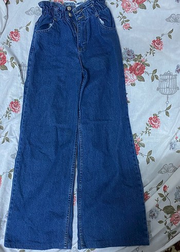 Kadın Mavi Salaş Midi Kot Pantolon