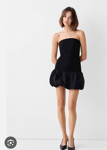 Bershka Bershka Siyah Straplez Mini Elbise