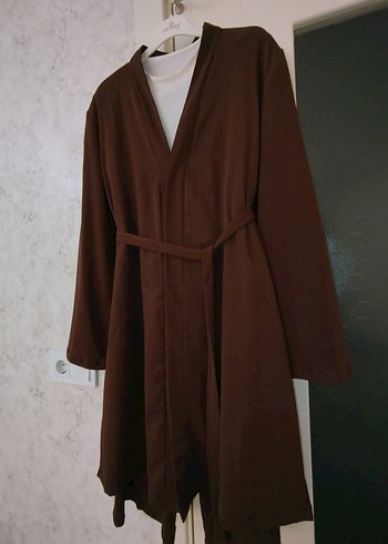 40 Beden kahverengi Renk 3 lü kadın uzun kimono takım