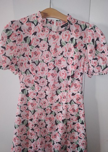 Trendyol & Milla Trendyol kadın Pembe Çiçekli Vintage Elbise