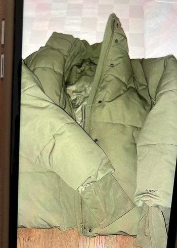 Düğmeli Yeşil Kadın Kışlık Mont - Görsel 3