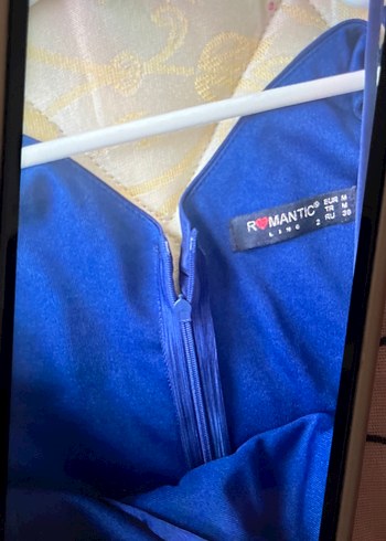 Mavi Drapeli Midi Abiye Elbise - Görsel 2