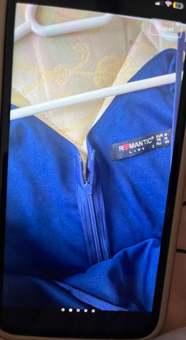 Mavi Drapeli Midi Abiye Elbise - Görsel 2