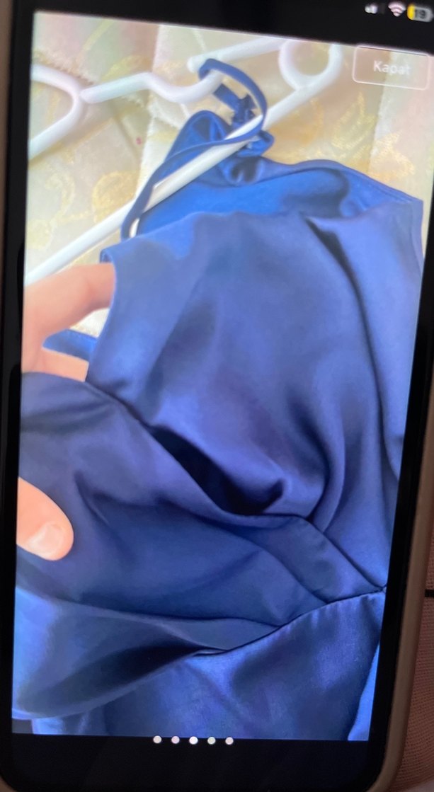 Mavi Drapeli Midi Abiye Elbise - Görsel 3