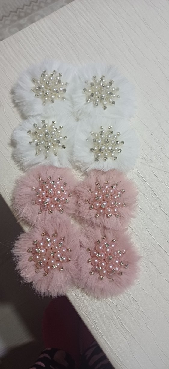 Pembe ve Beyaz Tüylü babet süsü - Görsel 2