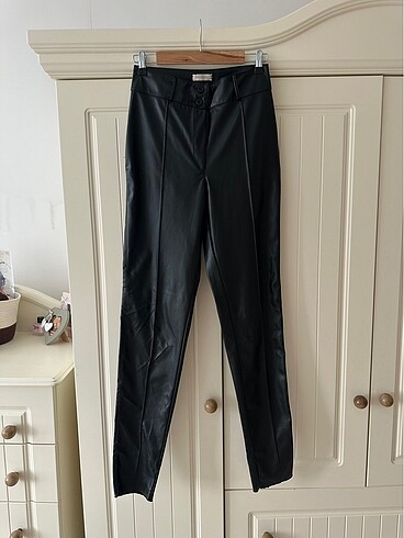 Enora moda yüksek bel deri pantolon - Görsel 2