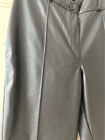 Enora moda yüksek bel deri pantolon - Görsel 3