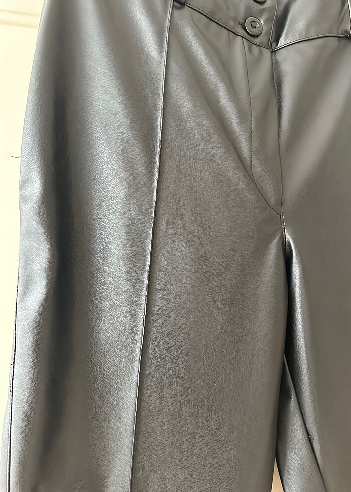 Enora moda yüksek bel deri pantolon - Görsel 3