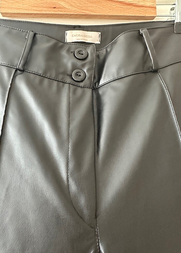 Enora moda yüksek bel deri pantolon - Görsel 5