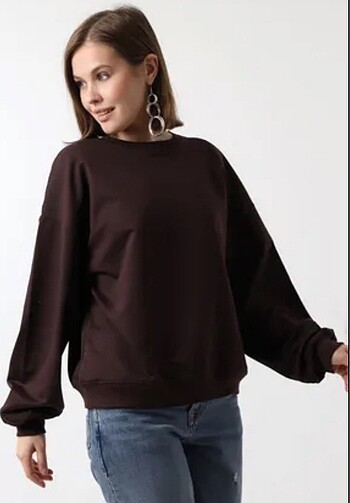Acı kahve şardonlu basic sweatshirt