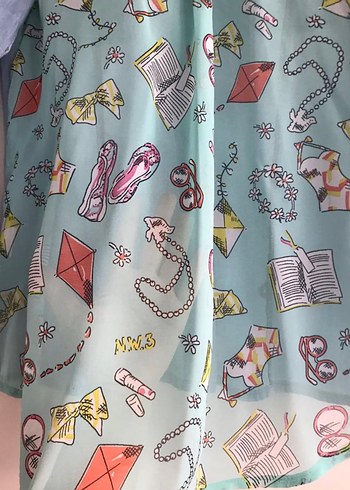 Bohem Mavi Denim Gömlek şifon detaylı - Görsel 4