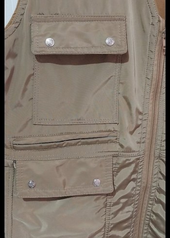 Bej Fermuarlı Erkek Yelek/Avcı Yeleği - Görsel 4