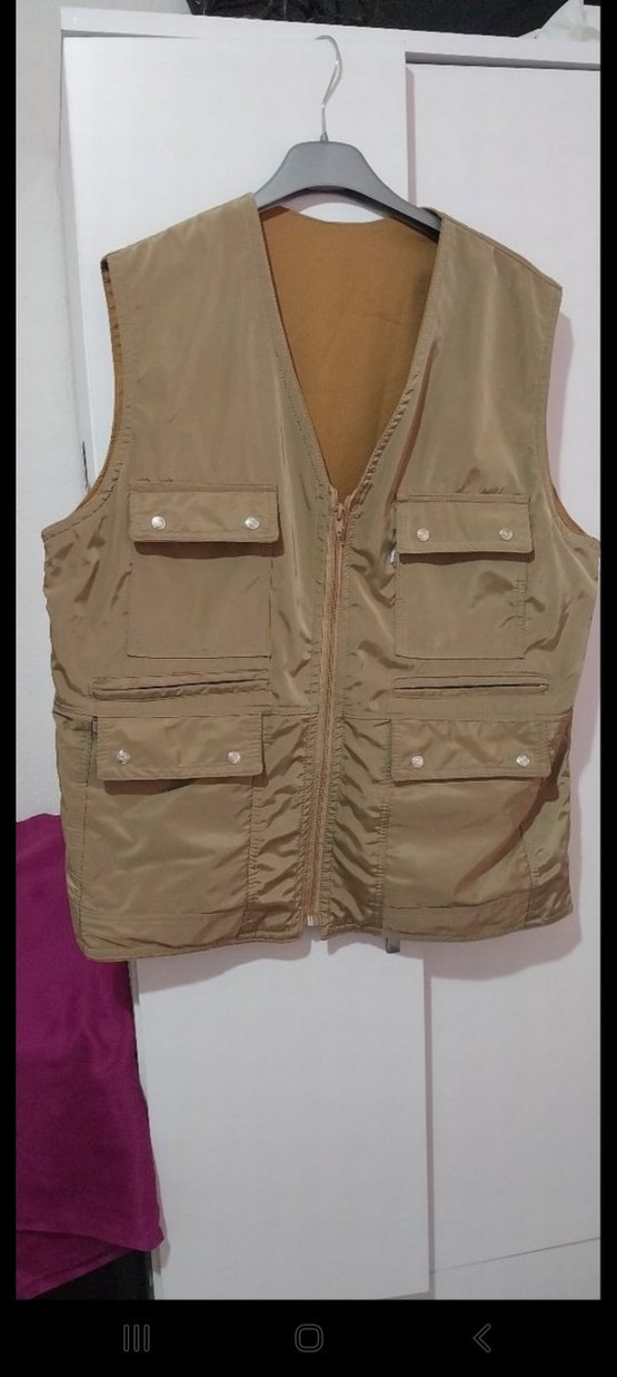 Bej Fermuarlı Erkek Yelek/Avcı Yeleği - Görsel 3