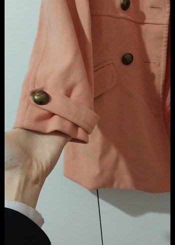 Düğmeli Bej Midi Kadın Kaban - Görsel 6