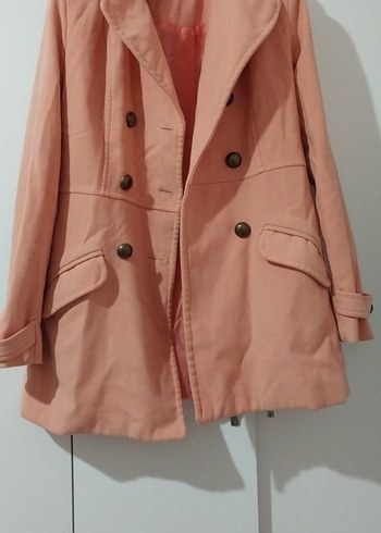 Düğmeli Bej Midi Kadın Kaban - Görsel 2