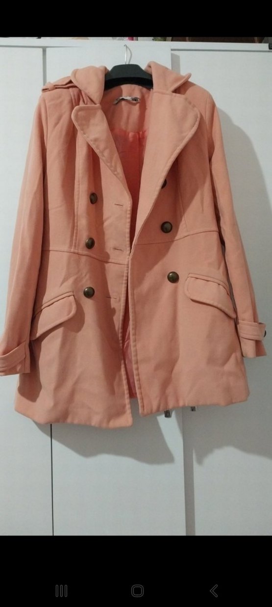 Düğmeli Bej Midi Kadın Kaban - Görsel 2