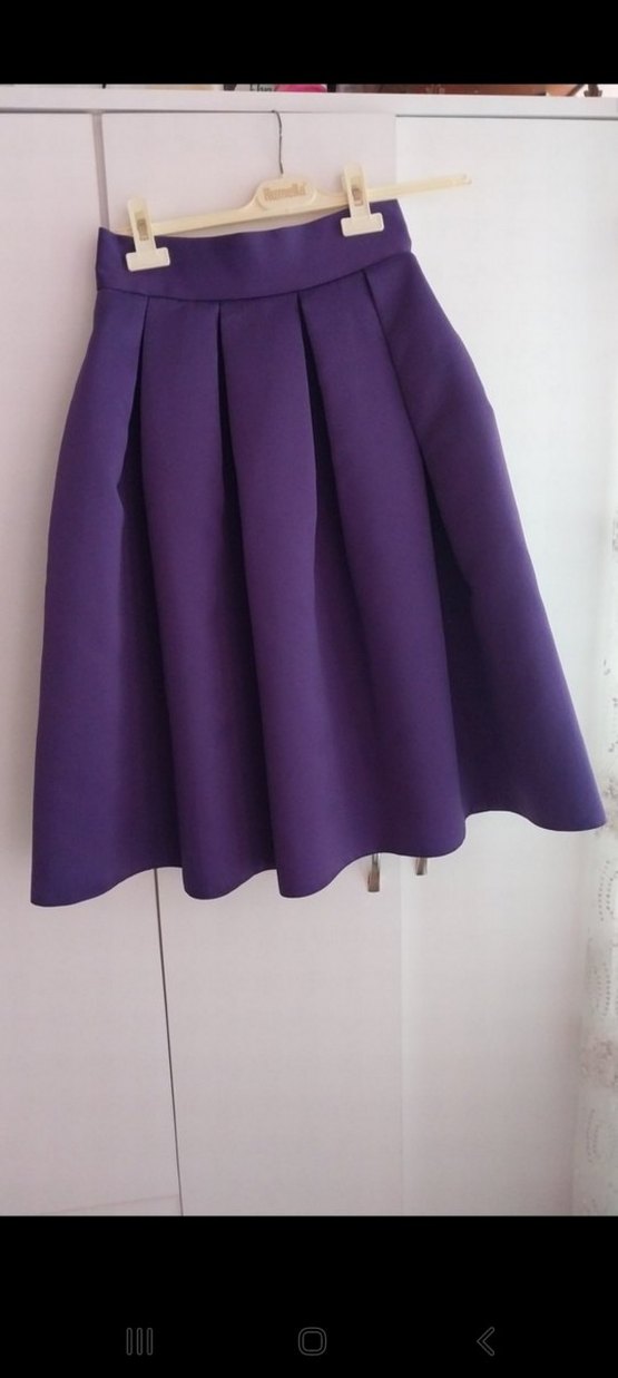 Mor Pilili Midi Kadın Etek - Görsel 4