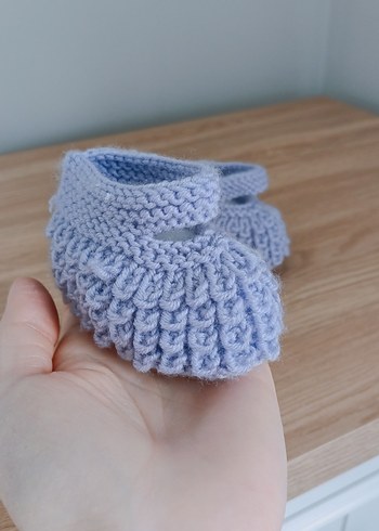 Mor Örgü Kız Bebek Patik - Görsel 2